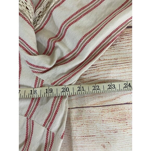 A Loves A Women's Beige, Red Stripe Long Sleeve Button Front Dress - Large - Picture 9 of 14